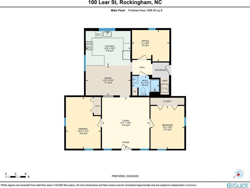 100 Lear Street, Rockingham, NC 28379.  MLS# CAR4223540, YatesRealty ID 2022. Floor plan