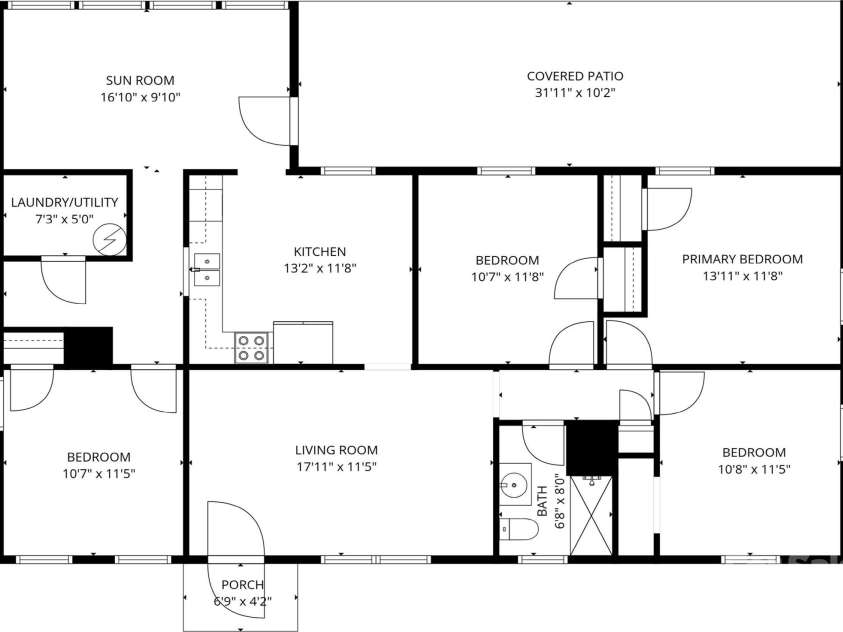 504 Bridges Drive, Kings Mountain, NC 28086.  MLS# CAR4349621, YatesRealty ID 2023. Existing Floor Plan