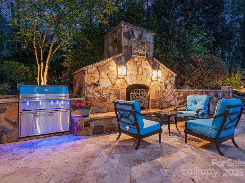 200 Highland Forest Drive, Charlotte, NC 28270.  MLS# CAR4242053, YatesRealty ID 20236. 11-foot full-hearth wood-burning fireplace.