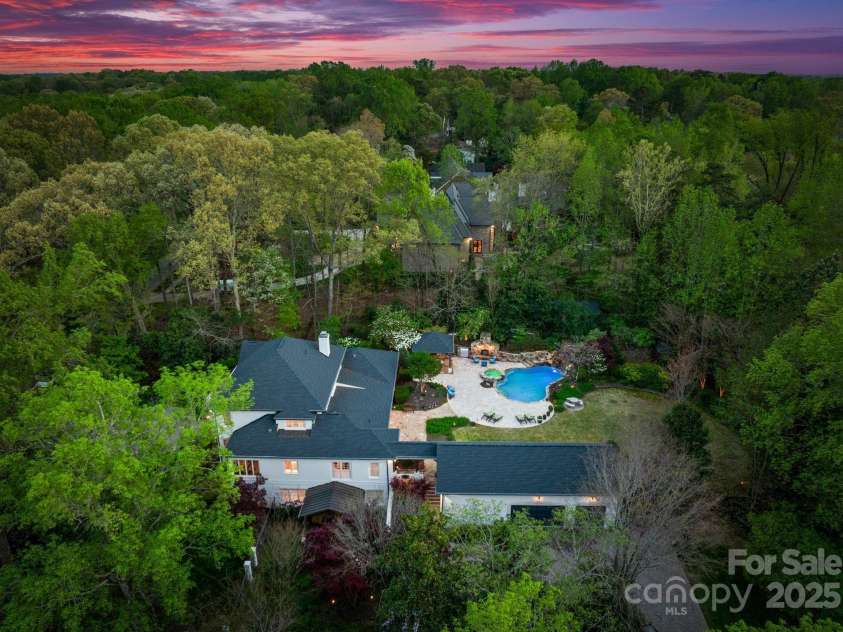 200 Highland Forest Drive, Charlotte, NC 28270.  MLS# CAR4242053, YatesRealty ID 20236. Aerial backyard view.