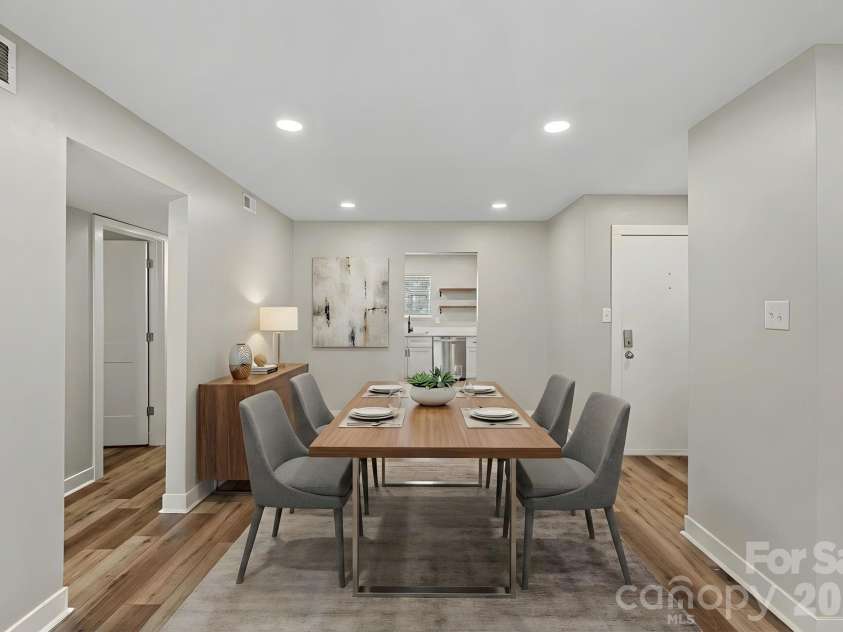 3021 Heathstead Place, Charlotte, NC 28210.  MLS# CAR4358212, YatesRealty ID 20285. Dining area with recessed lighting.  Virtually Staged