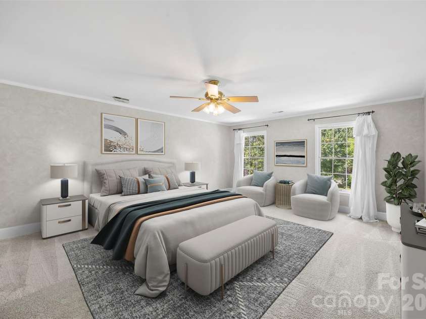 625 Greenbrook Parkway, Matthews, NC 28104.  MLS# CAR4378855, YatesRealty ID 20288. Virtually staged primary suite