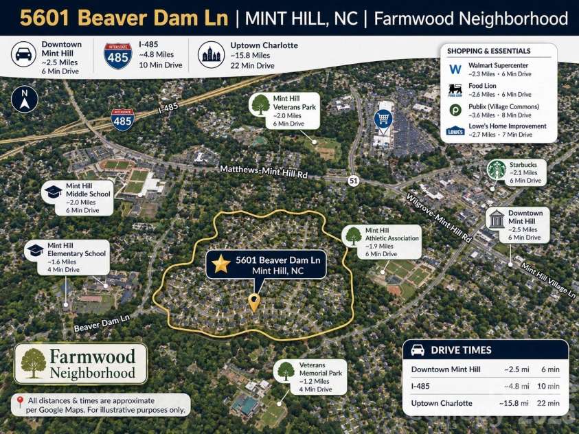 5601 Beaver Dam Lane, Mint Hill, NC 28227.  MLS# CAR4373202, YatesRealty ID 20295. 