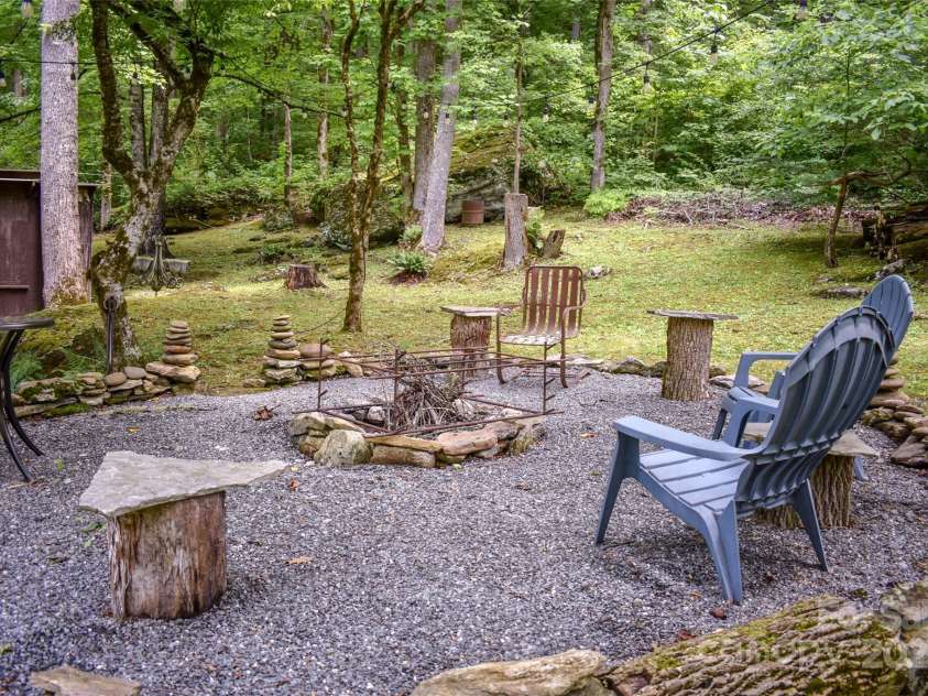 3435 Conleys Creek Road, Whittier, NC 28789.  MLS# CAR4272646, YatesRealty ID 20379. Fire pit area