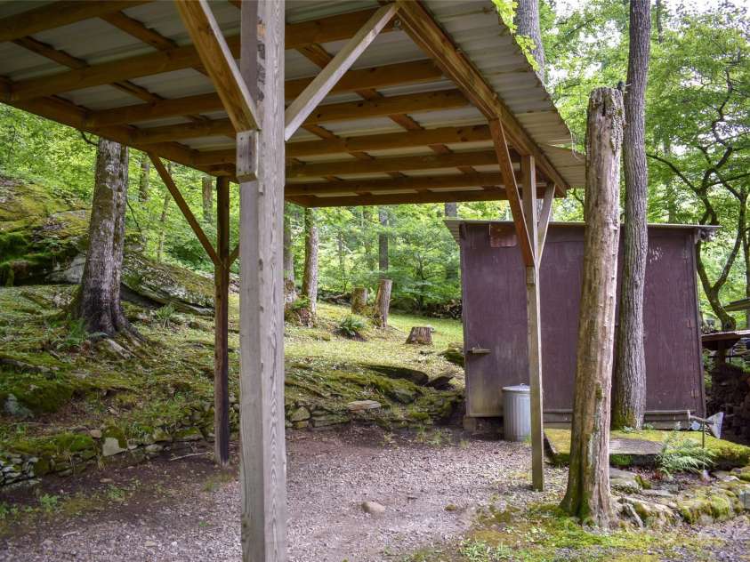 3435 Conleys Creek Road, Whittier, NC 28789.  MLS# CAR4272646, YatesRealty ID 20379. Shed behind carport