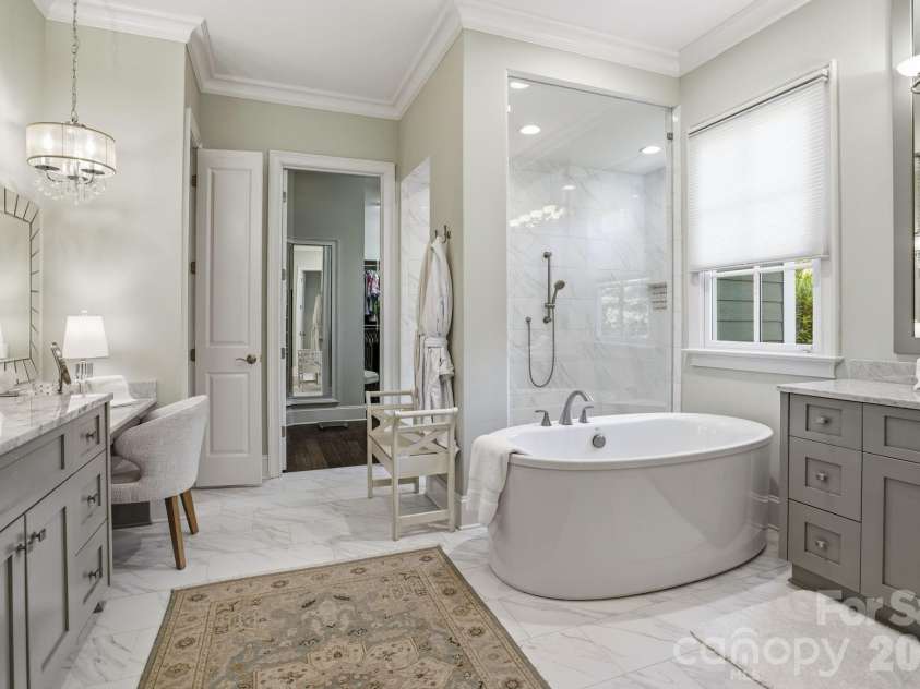 147 Torrence Chapel Road, Mooresville, NC 28117.  MLS# CAR4376776, YatesRealty ID 20424. The spa-like primary suite is jaw-dropping.