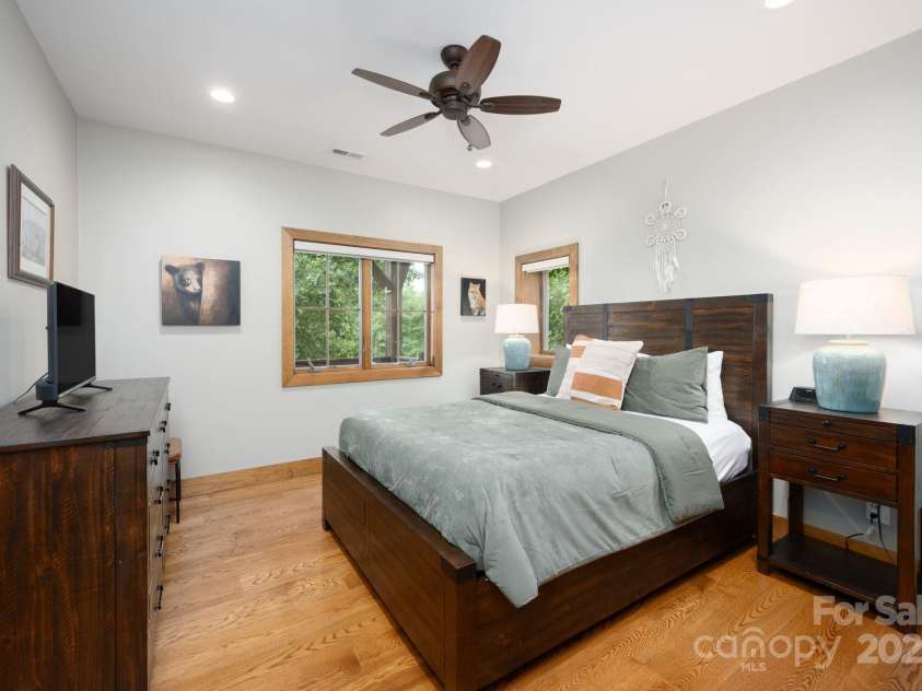 499 Warbler Lane, Black Mountain, NC 28711.  MLS# CAR4230547, YatesRealty ID 2045. Lower Level Guest Bedroom