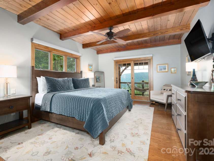 499 Warbler Lane, Black Mountain, NC 28711.  MLS# CAR4230547, YatesRealty ID 2045. Primary Bedroom with Private Balcony