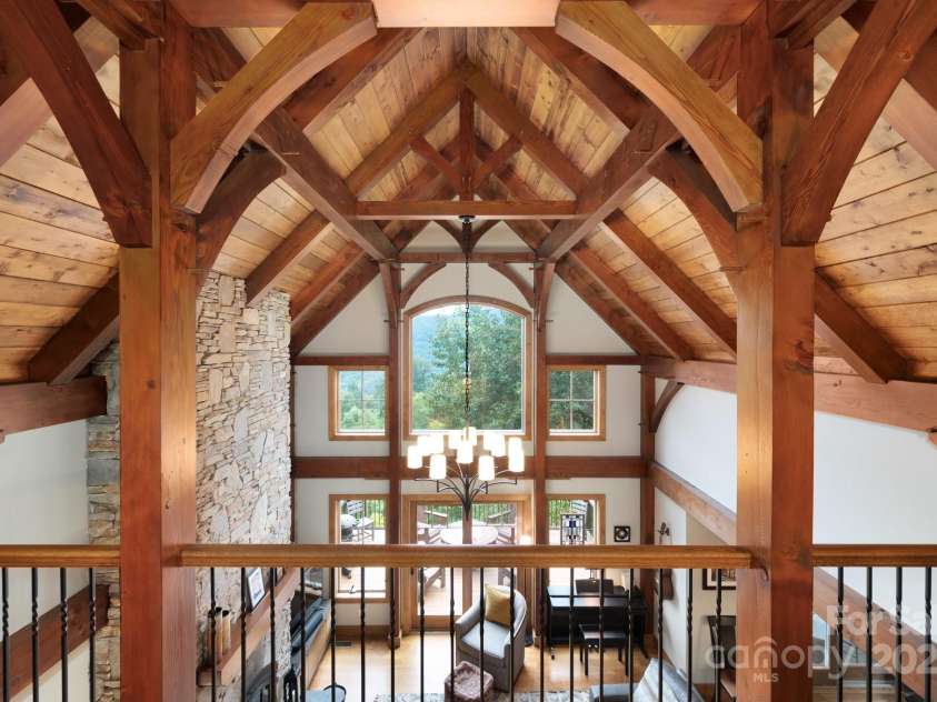 499 Warbler Lane, Black Mountain, NC 28711.  MLS# CAR4230547, YatesRealty ID 2045. Vaulted Ceiling with Exposed Beams