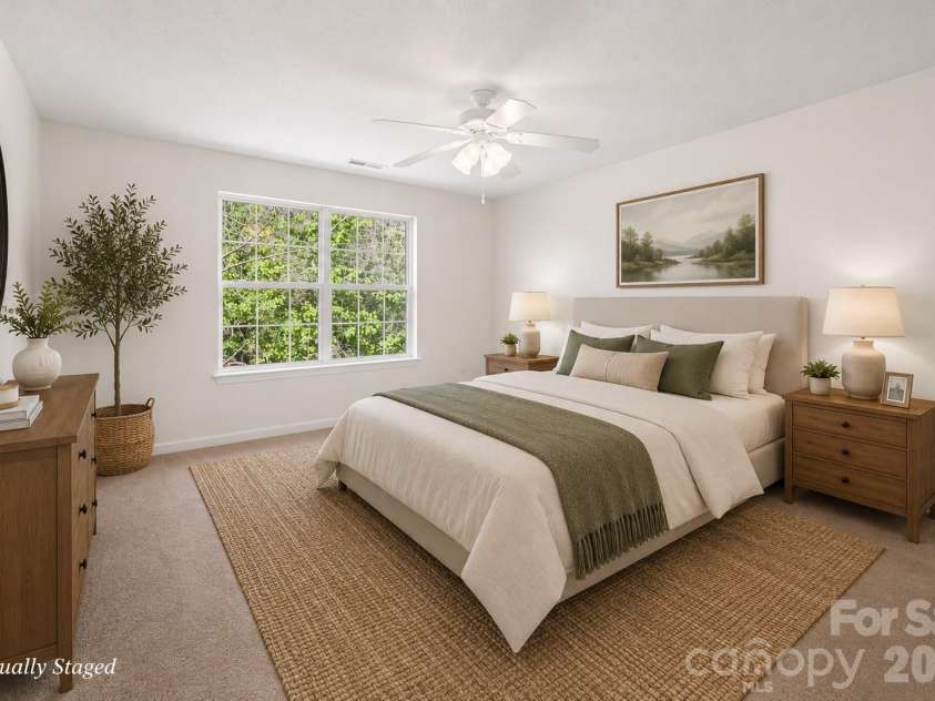 206 Waters Edge Drive, Weaverville, NC 28787.  MLS# CAR4359205, YatesRealty ID 20466. Virtually Staged Primary Bedroom.