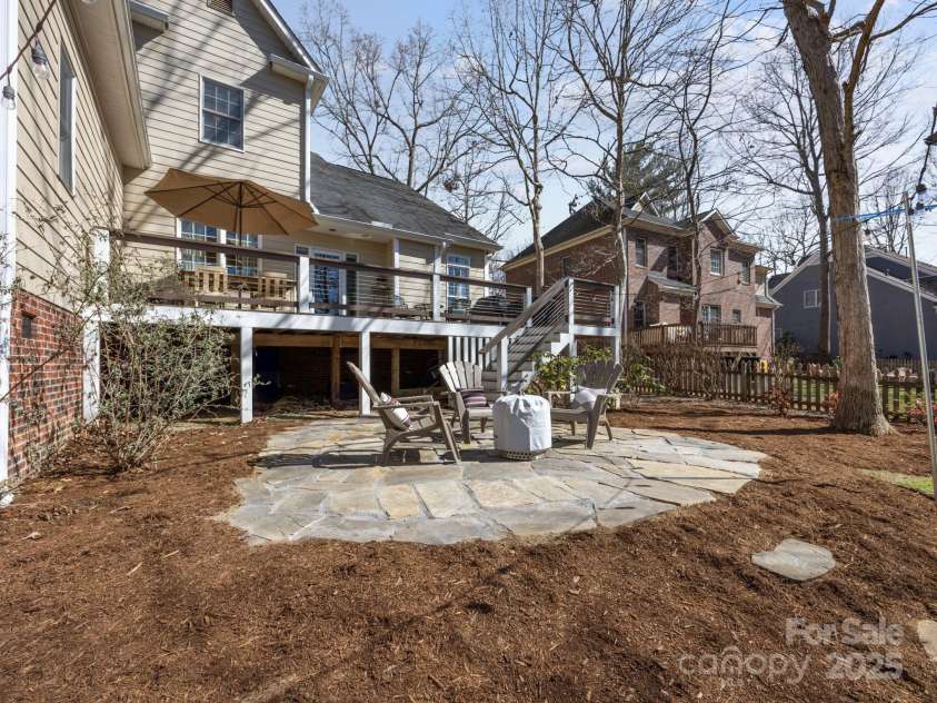 1011 Columbine Road, Asheville, NC 28803.  MLS# CAR4231603, YatesRealty ID 2049. The flagstone patio is a great place to gather around the fire pit with friends and loved ones