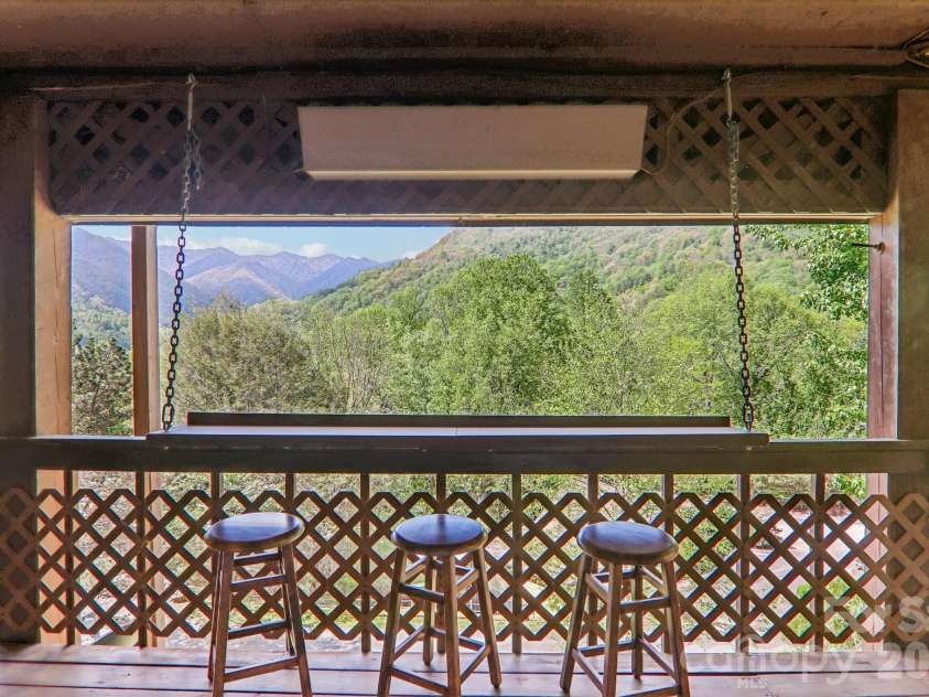348 Valley Creek Drive, Maggie Valley, NC 28751.  MLS# CAR4372209, YatesRealty ID 20500. VIEWS from lower level Porch