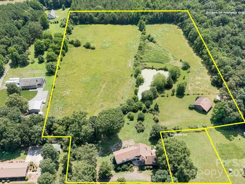 24008 Carriker Road, Albemarle, NC 28001.  MLS# CAR4265572, YatesRealty ID 20554. Outlined lots to be combined at closing for 9.44 acres