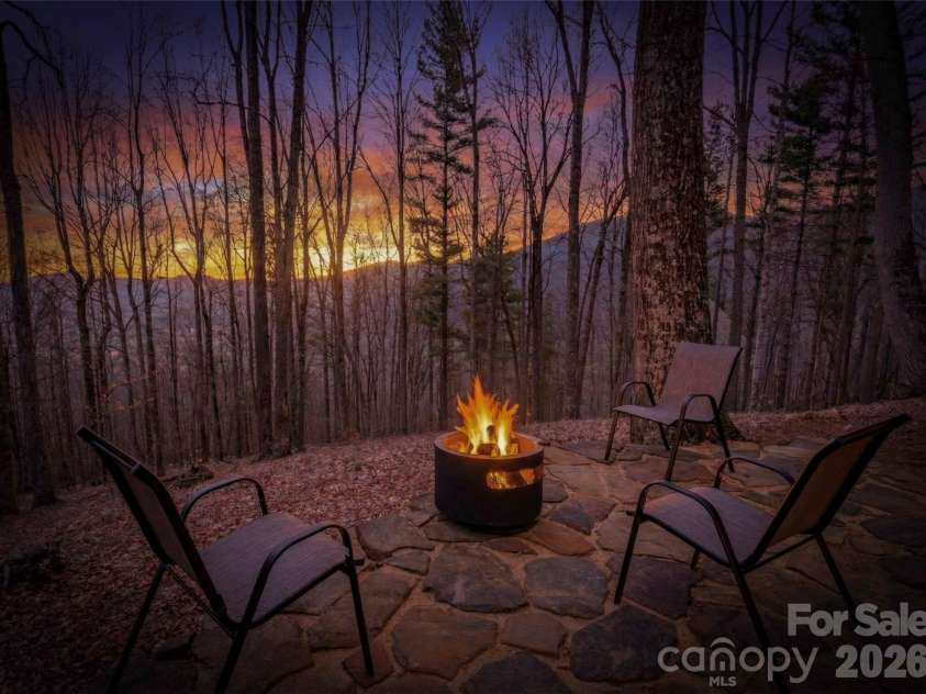 462 Little Mountain Road, Bakersville, NC 28705.  MLS# CAR4372951, YatesRealty ID 20583. Evening at the fire pit