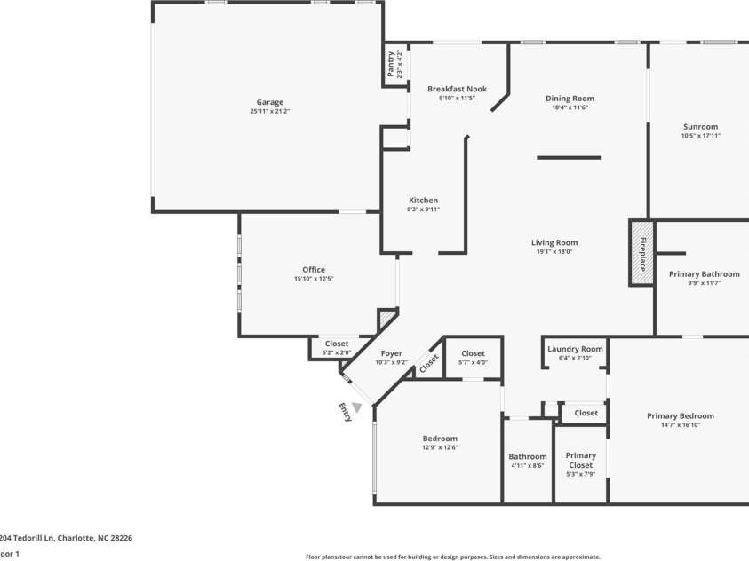 5204 Tedorill Lane, Charlotte, NC 28226.  MLS# CAR4320520, YatesRealty ID 20591. Floor Plan