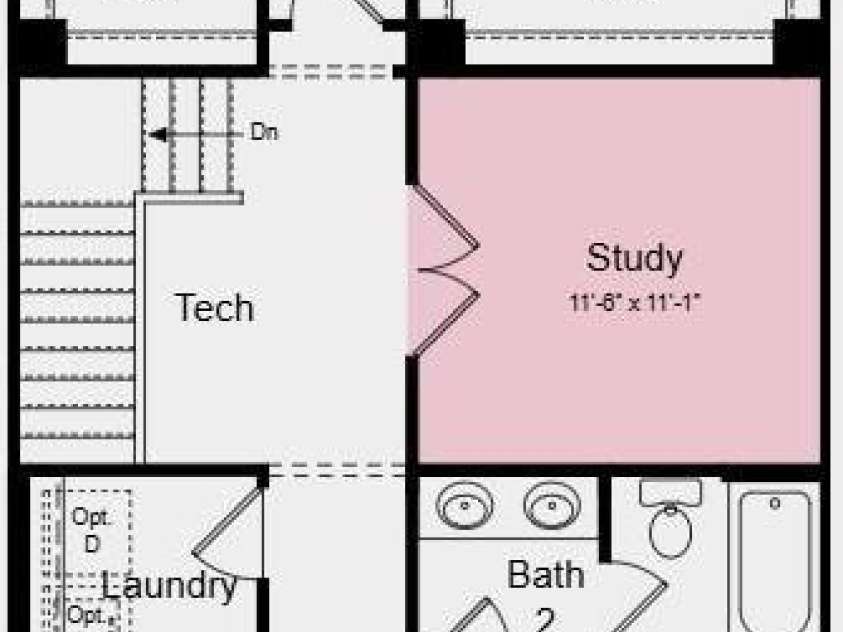 206 Silver Fleet Drive, Indian Trail, NC 28079.  MLS# CAR4355745, YatesRealty ID 20595. Second Floor Plan - Additional Highlights Include: a study in place of a loft