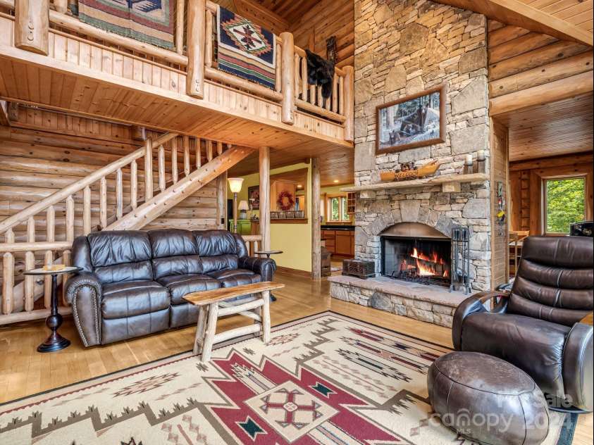 181 Highland Heights, Lake Lure, NC 28746.  MLS# CAR4183950, YatesRealty ID 206. Great room to 2nd level