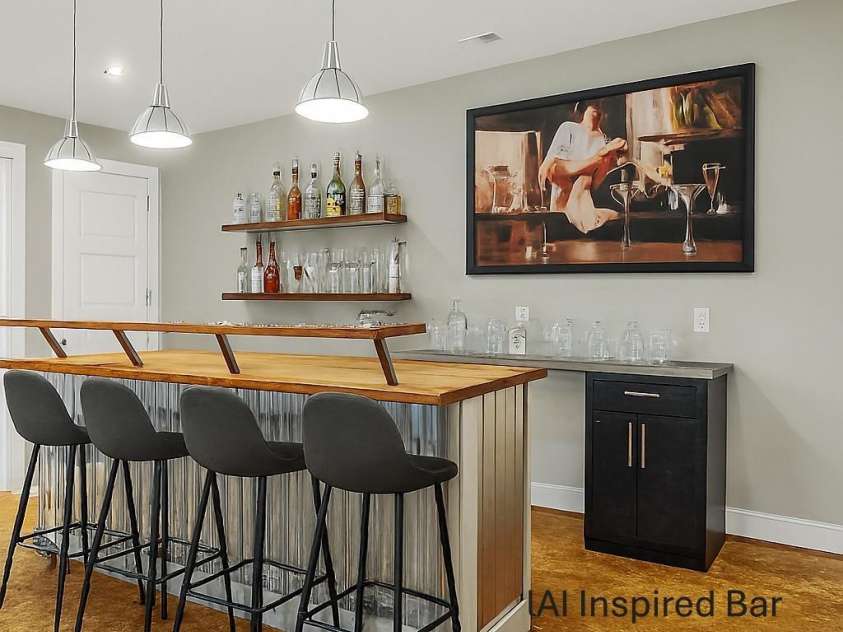 167 Trails End, Lake Lure, NC 28746.  MLS# CAR4245504, YatesRealty ID 2060. AI Generated Bar area