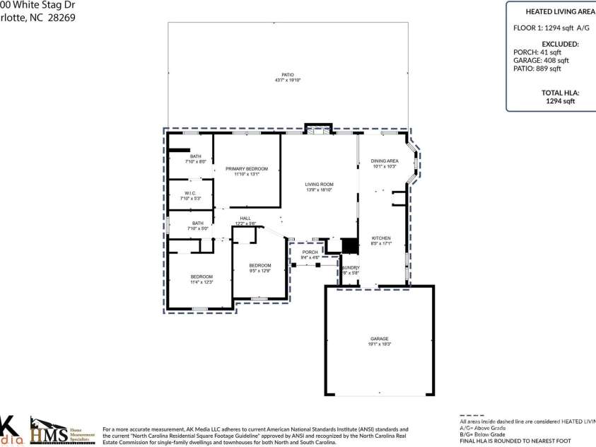 11000 White Stag Drive, Charlotte, NC 28269.  MLS# CAR4230714, YatesRealty ID 20655. 