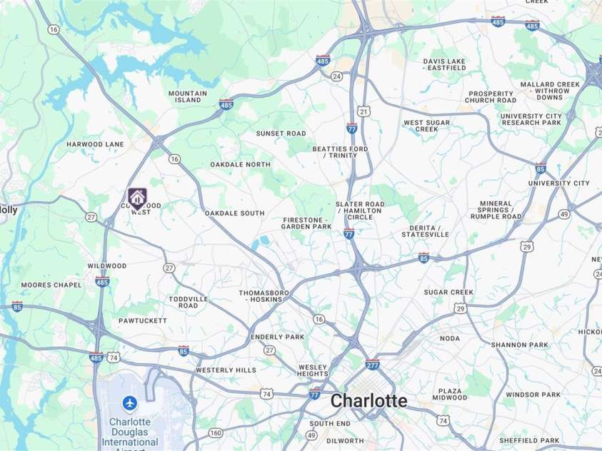 245 Enwood Drive, Charlotte, NC 28214.  MLS# CAR4266131, YatesRealty ID 20687. Map view of city