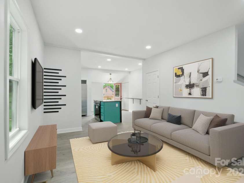 308 Hickory Street, Granite Falls, NC 28630.  MLS# CAR4271294, YatesRealty ID 20764. Virtually staged living room