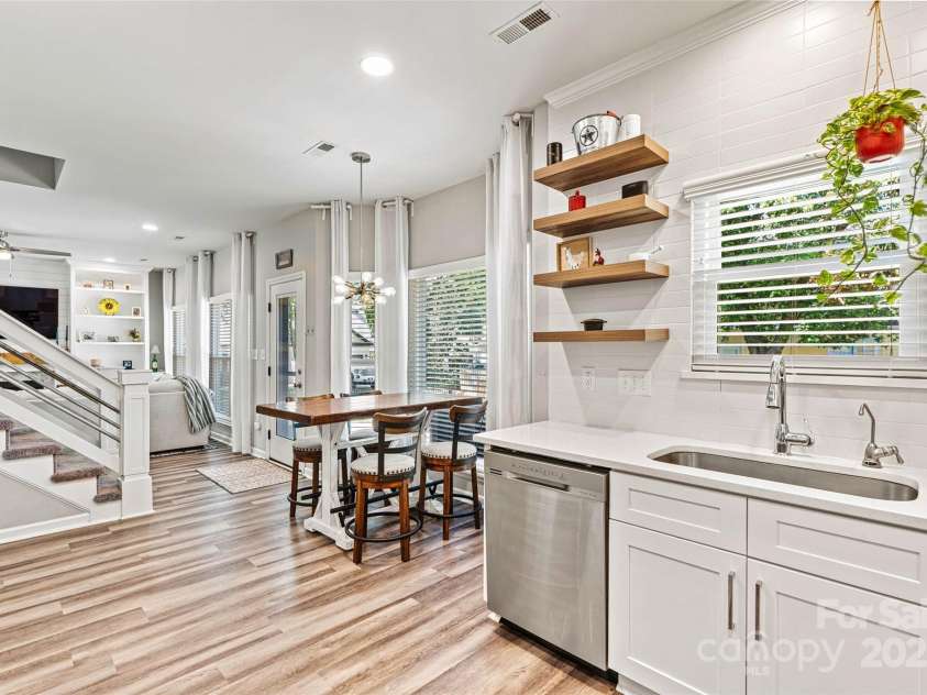 103 Claremont Way, Mooresville, NC 28117.  MLS# CAR4245647, YatesRealty ID 20798. Updated kitchen with open shelving.