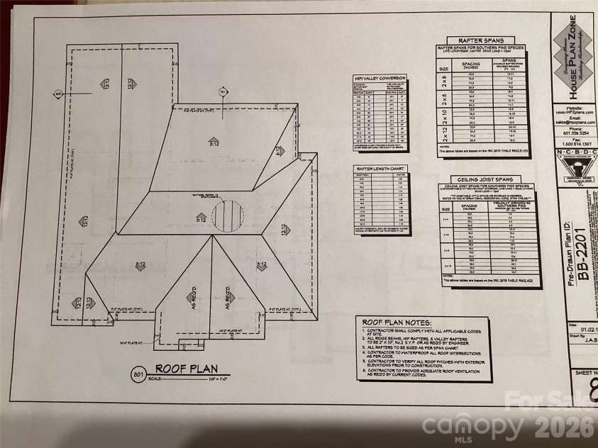 1044. Oak Grove Lane, Salisbury, NC 28146.  MLS# CAR4312647, YatesRealty ID 2083. Roof plan of home.
