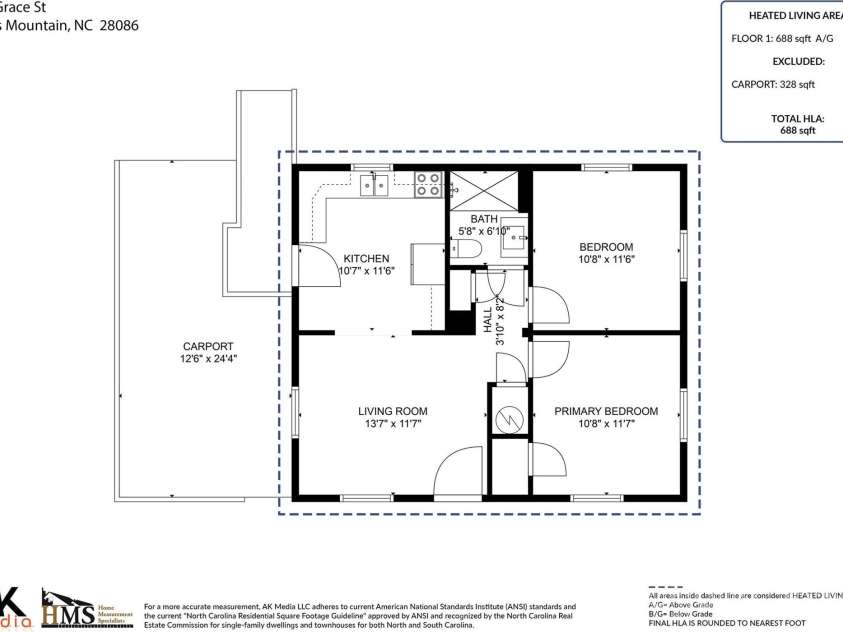 814 Grace Street, Kings Mountain, NC 28086.  MLS# CAR4273120, YatesRealty ID 20844. 