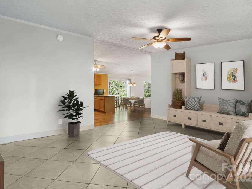 35 Evelyn Acres Drive, Asheville, NC 28806.  MLS# CAR4312401, YatesRealty ID 20886. View from front door looking into the house. (virtually staged)