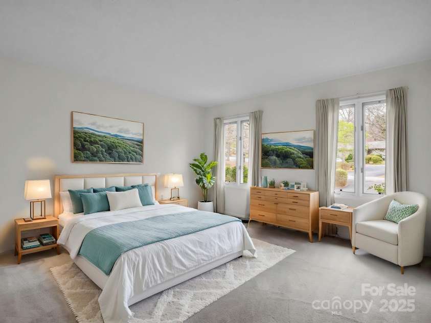31 Hunting Country Trail, Tryon, NC 28782.  MLS# CAR4240091, YatesRealty ID 20903. Main Level Guest Bedroom Virtually Staged