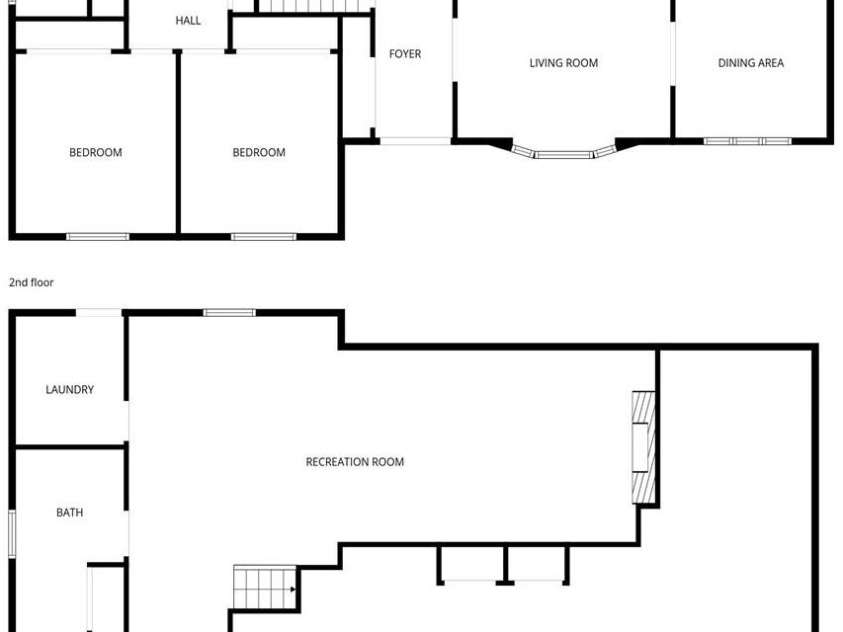 112 Forest Avenue, Valdese, NC 28690.  MLS# CAR4378000, YatesRealty ID 21057. Main level and Basement Floor plan