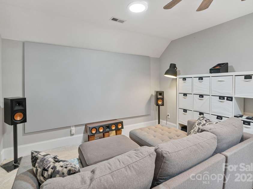 347 Bayberry Creek Circle, Mooresville, NC 28117.  MLS# CAR4271550, YatesRealty ID 21074. Media Room setup with Projector