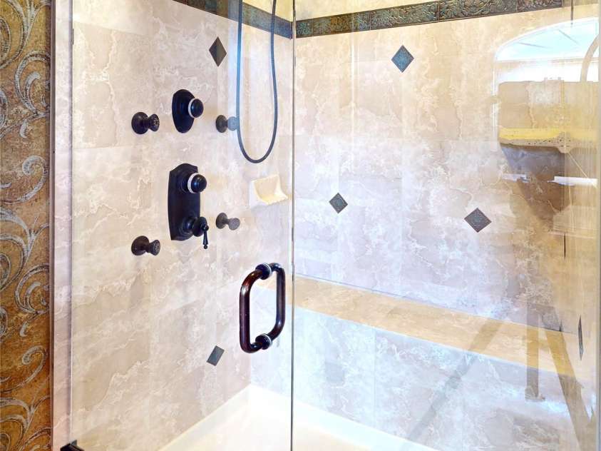 708 RidgeLake Drive, Weddington, NC 28104.  MLS# CAR4240805, YatesRealty ID 21081. Priamary shower with body jets