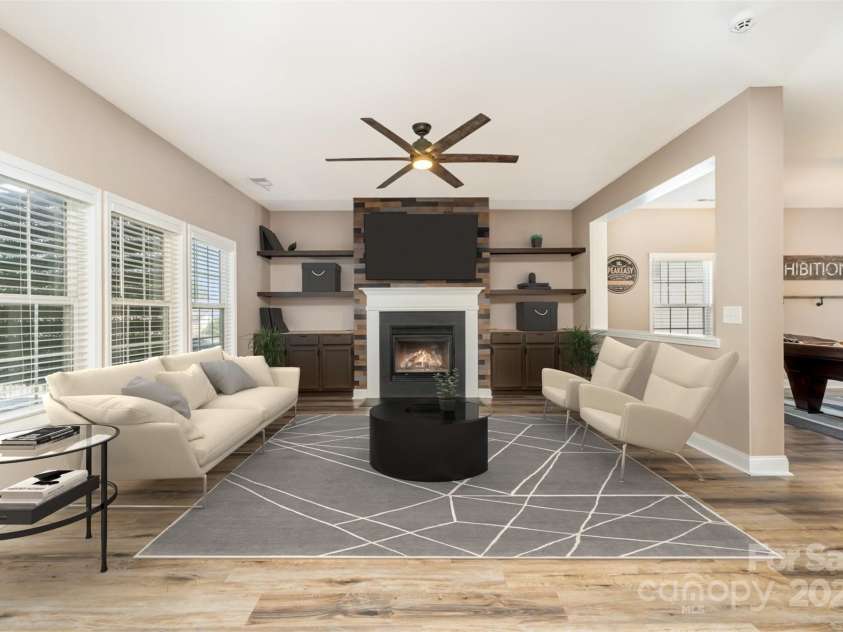 11109 Amur Court, Charlotte, NC 28262.  MLS# CAR4254814, YatesRealty ID 21128. Virtually Staged Family Room
