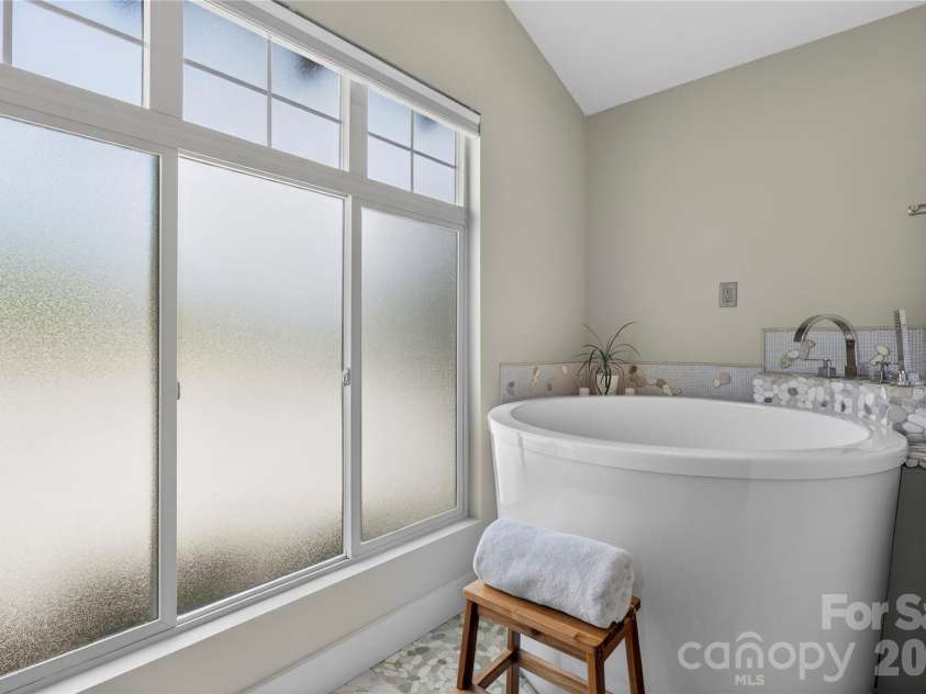 141 Round Top Circle, Mills River, NC 28759.  MLS# CAR4379751, YatesRealty ID 21136. The spa-inspired bath features an extra-deep step-in tub with natural light, offering a tranquil space to unwind.