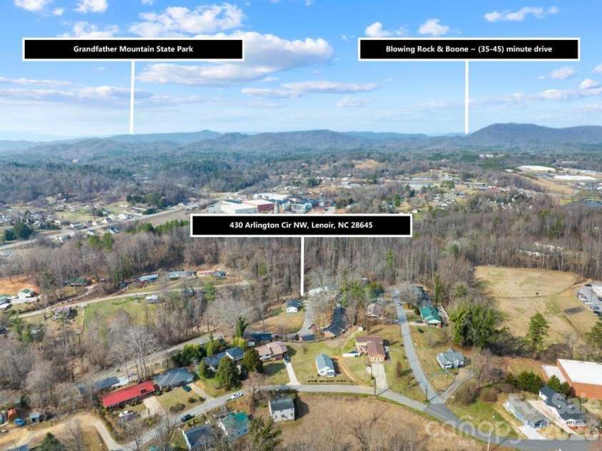 430 Arlington Circle, Lenoir, NC 28645.  MLS# CAR4411712, YatesRealty ID 21139. Aerial View - Identifiers
