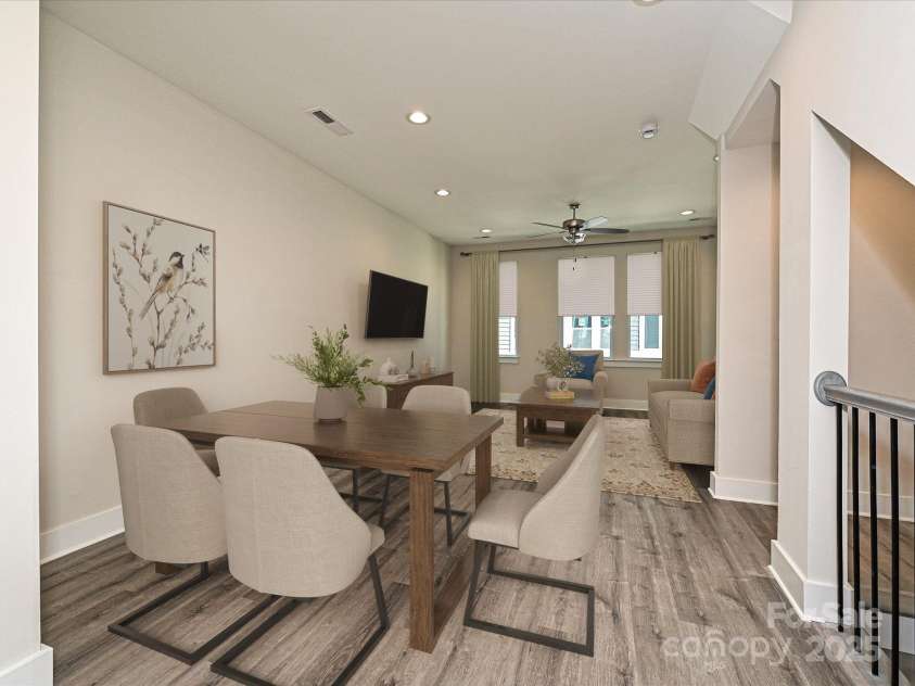 1217 34th Street, Charlotte, NC 28205.  MLS# CAR4139009, YatesRealty ID 21162. Dining & Living - Virtually Staged