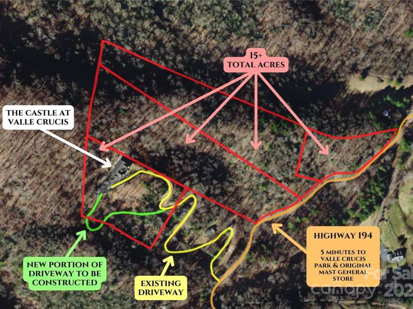 5742 NC Highway 194 None, Banner Elk, NC 28604.  MLS# CAR4309269, YatesRealty ID 2117. The existing driveway is fairly steep and winding; the seller is in the process of starting construction on a new portion of the driveway to eliminate the steepest turns.