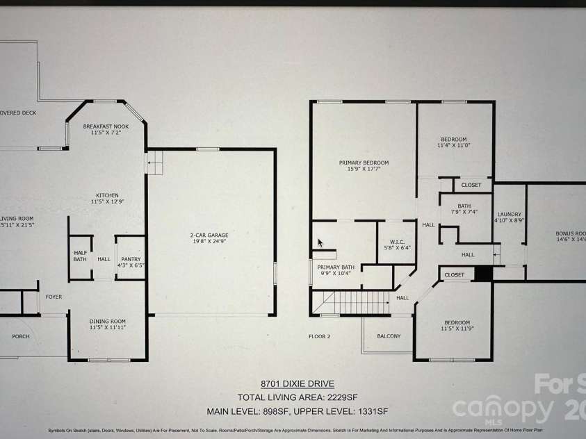 8701 Dixie Drive, Charlotte, NC 28278.  MLS# CAR4259510, YatesRealty ID 21197. Floorplan
