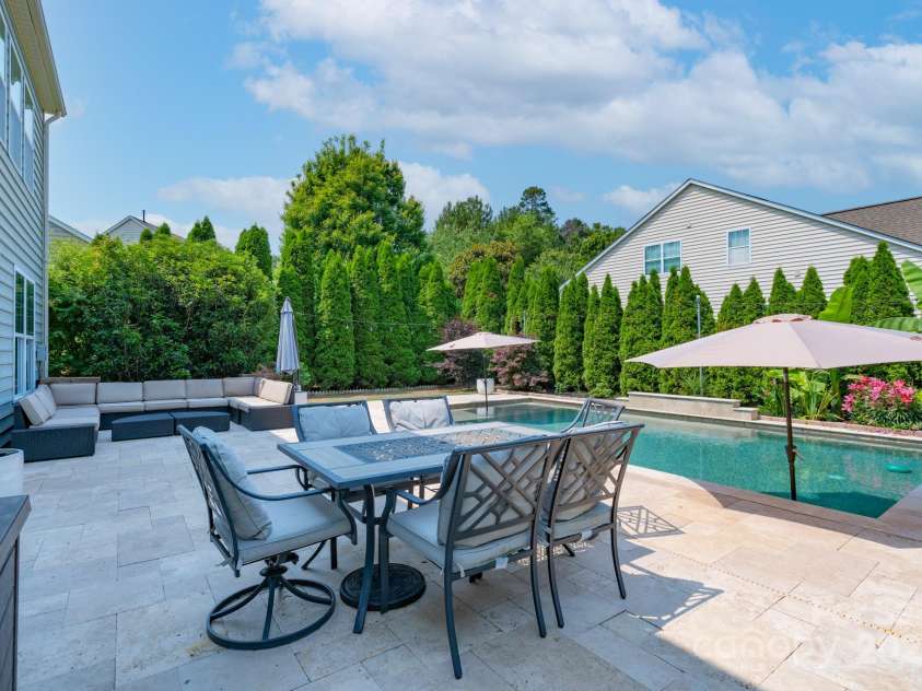 1211 Gold Rush Court, Fort Mill, SC 29708.  MLS# CAR4264284, YatesRealty ID 21275. Enjoy a meal by the pool!
