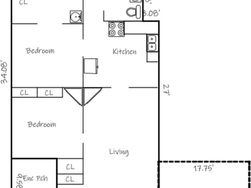 93 13th Street, Hickory, NC 28602.  MLS# CAR4166510, YatesRealty ID 2129. Main Level Floor Plan