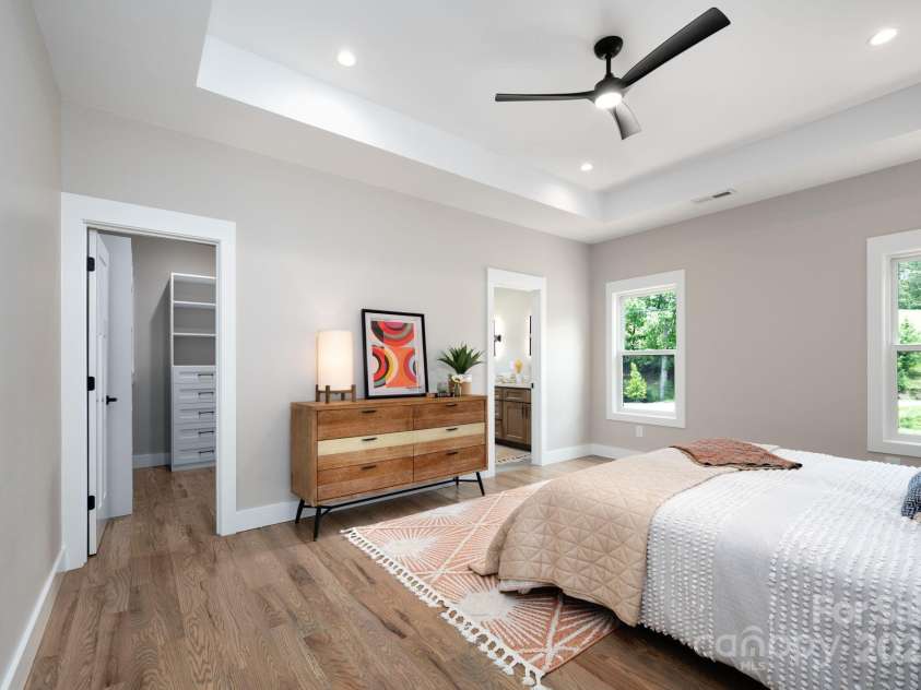 9 Robey Drive, Fletcher, NC 28732.  MLS# CAR4261327, YatesRealty ID 21353. Primary Bedroom with Tray Ceiling