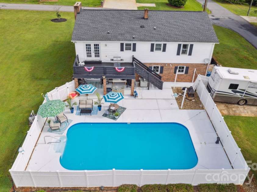 1 Plaza Drive, Granite Falls, NC 28630.  MLS# CAR4263385, YatesRealty ID 21372. Backyard area is ready to entertain guests