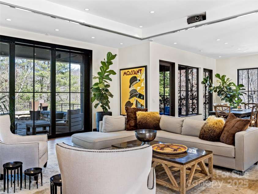 18 Wolfe Cove Road, Asheville, NC 28804.  MLS# CAR4231341, YatesRealty ID 21400. The sliding glass wall system off the great room encourages open air living.