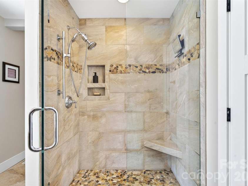 120 Old Lakey Gap Road, Black Mountain, NC 28711.  MLS# CAR4380220, YatesRealty ID 21433. Spa-like Shower