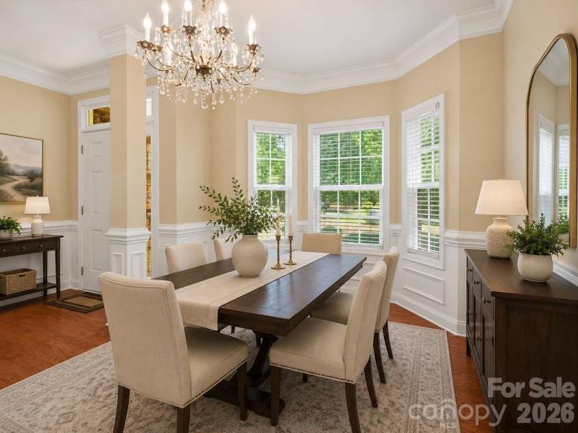 144 Hawks Landing Drive, Troutman, NC 28166.  MLS# CAR4367521, YatesRealty ID 21463. Virtually staged-dining room