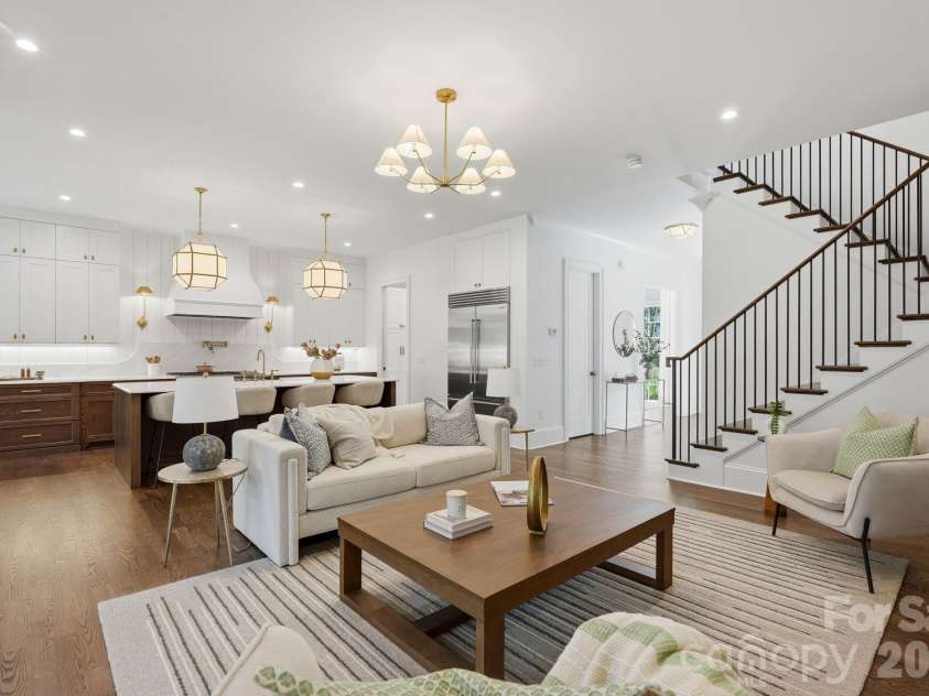 444 Hunter Lane, Charlotte, NC 28211.  MLS# CAR4405254, YatesRealty ID 21498. Open-concept living room (main-level).