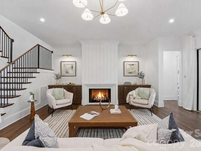 444 Hunter Lane, Charlotte, NC 28211.  MLS# CAR4405254, YatesRealty ID 21498. Open-concept living room (main-level).