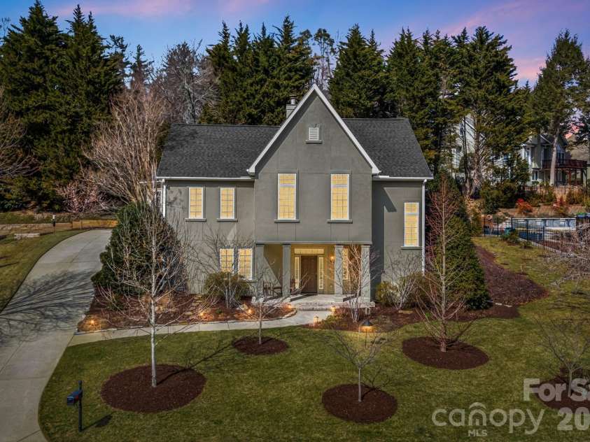 405 Mistletoe Trail, Hendersonville, NC 28791.  MLS# CAR4349682, YatesRealty ID 21518. Winter twilight