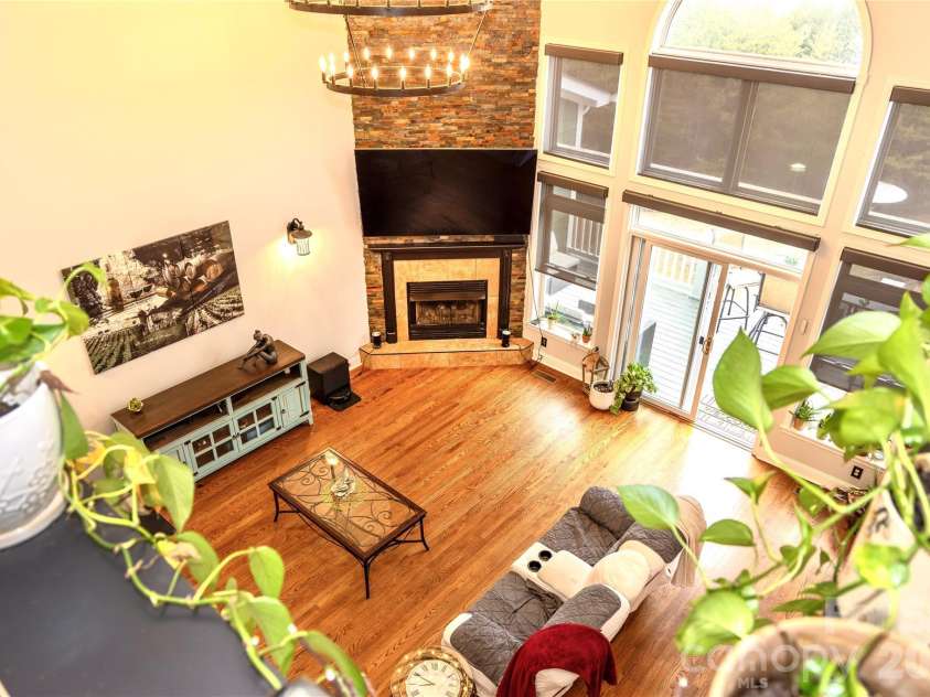 5 Gemini Heights, Weaverville, NC 28787.  MLS# CAR4341848, YatesRealty ID 21565. Looking down onto the livingroom